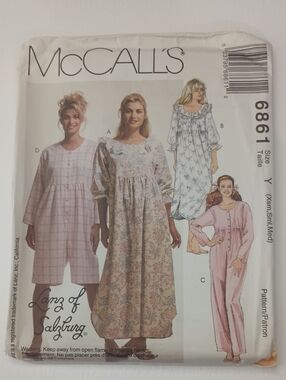 Rare McCall's 6861 Easy Sewing Pattern 023795686112 ©1993 Romper Nightgown